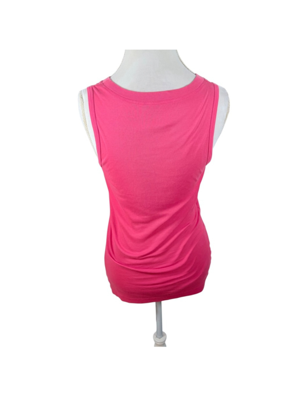 XCVI Tank Top Coral Puckered Pleated Front V Neck 100% Cotton Lagenlook Size M - Picture 3 of 9